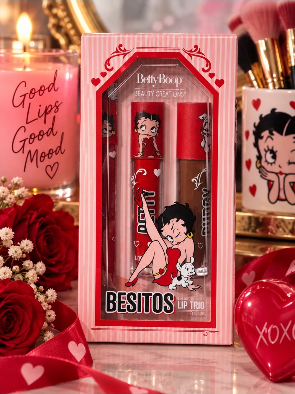 Beauty Creations x Betty Boop Besitos Cherry Scented Lip Trio Set